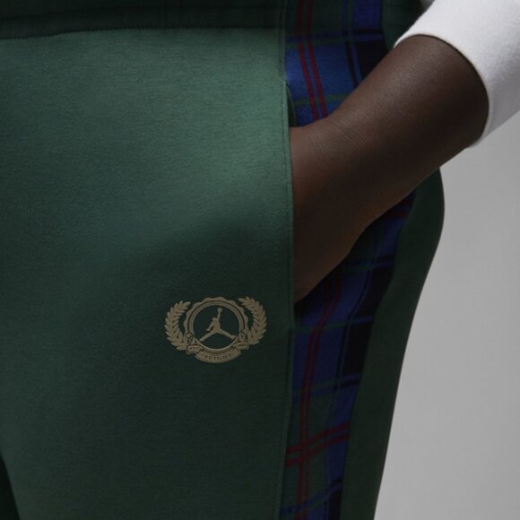 Nike Jordan Brooklyn Joggers Sweatpants Drawstring Plaid Pockets Green L Women's - Picture 2 of 10